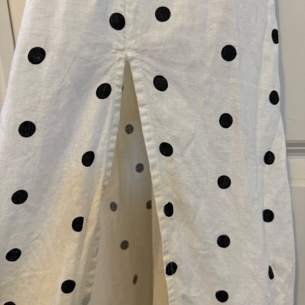 Old Navy fit flare linen blend ruffle trimmed maxi cami polka dot dress XS retro - Picture 11 of 12